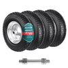 VOUNOT Set of 4 Pneumatic Wheelbarrow Wheels 4.80/4.00-8, Black/Silver