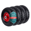 VOUNOT Set of 4 Solid PU Wheelbarrow Wheels 3.50-4, 16mm Bore, Black/Red