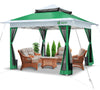 VOUNOT 3.6x3.6m Pop Up Gazebo with Mesh Side Double Roof Marquee Party Tent, Green