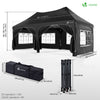 VOUNOT 3m x 6m Pop Up Gazebo with Sides & 6 Weight Bags & Carry Bag, Black