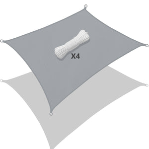 VOUNOT Sun Shade Sail Waterproof Rectangler Sail Canopy With Mounting Ropes 3x4m, Grey - VOUNOTUK