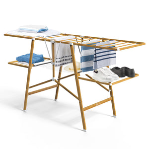 VOUNOT Clothes Airers Indoor, 24m Folding Laundry Drying Rack, Imitation Wood Design.