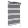 VOUNOT Zebra Roller Blind Double Fabric, Day and Night Translucent or Blackout Vision Curtains, No Drilling for Window and Door , Grey, 80 x 150 cm.