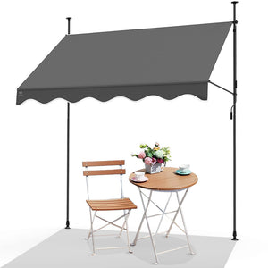 VOUNOT 3 x 1.2m Patio Telescopic Awning, Retractable Manual Awning, Adjustable Waterproof Canopy with Hand Crank, Balcony Sun Shade Shelter - Grey - VOUNOTUK