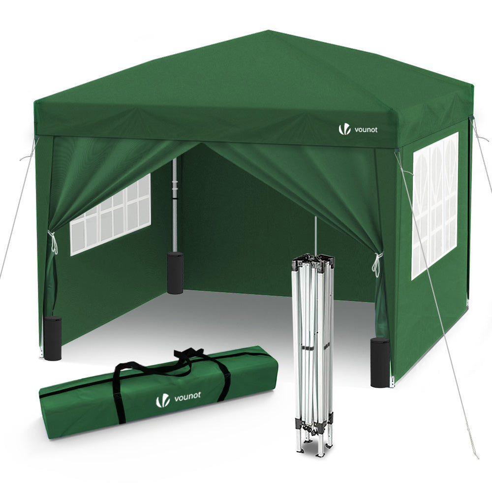VOUNOT 3x3m Heavy Duty Gazebo met 4 Zijden, Pop Up Gazebo Volledig VOUNOT 3x3m Heavy Duty Gazebo met 4 Zijden, Pop Up Gazebo Volledig