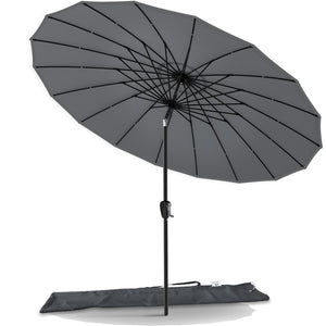 VOUNOT 2.7m Shanghai Parasol, Outdoor Garden Patio Table Tilting Parasol Umbrella with Crank Hanlde, Grey.