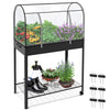 VOUNOT Raised Garden Bed, Mobile Metal Planter with Wheels and Bottom Shelf for Vegetables, Plants and Flowers