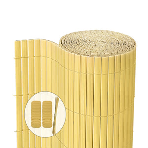 VOUNOT PVC Privacy Screening Fence 100 x 500 cm, Double Reinforced Struts Bamboo - VOUNOTUK
