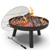 VOUNOT Fire Pit for Garden with Grill Grate and Poker, Outdoor Patio Heater Charcoal Log Wood Burner,  Fire Bowl for Bonfire, Picnic, Camping, Diameter 60 cm.