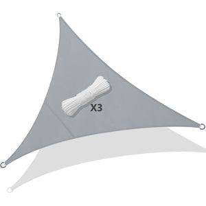 VOUNOT Sun Shade Sail Waterproof Triangle Sail Canopy With Mounting Ropes 5x5x5m, Grey - VOUNOTUK