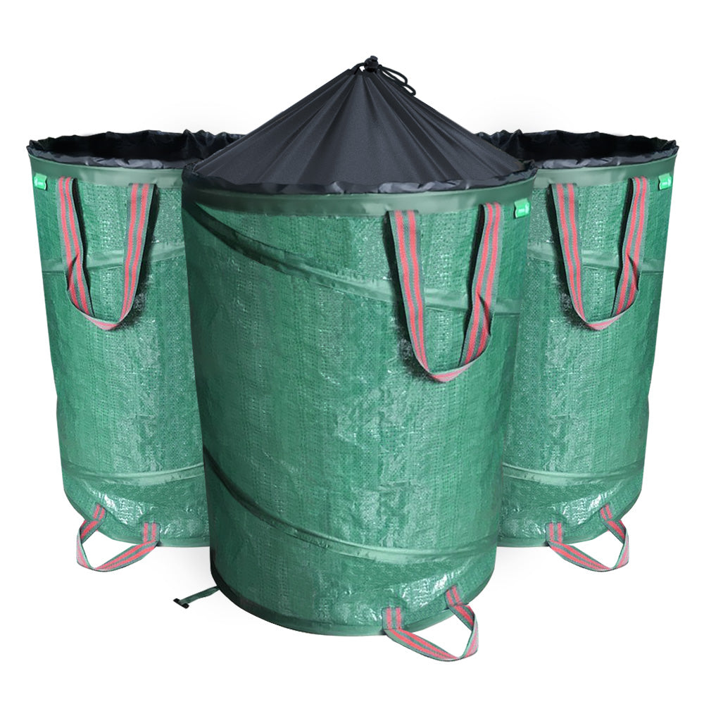 VOUNOT 3X Garden Bags Pop-up 100L with Handles, Reusable Garden Waste Sacks