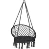 VOUNOT Swing Chair with Round Seat Cushion, Macrame Hammock Hanging Chair for Indoor, Outdoor, Black
