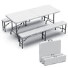 VOUNOT Folding Table Bench Set Trestle Portable Party Picnic BBQ Camping Set, White