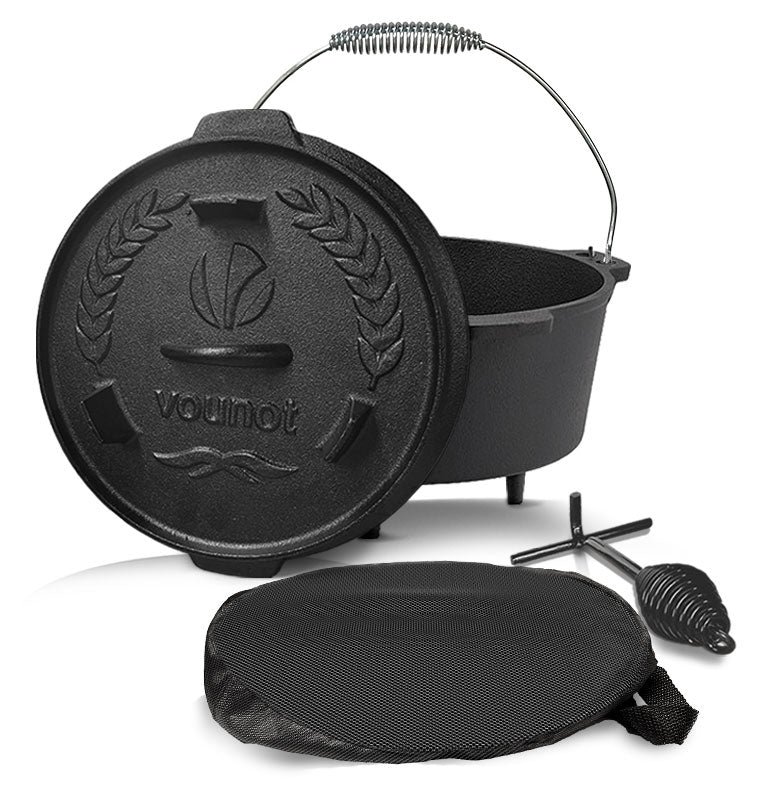 Petromax Cast Iron Fire Skillet for Kitchen or Camping, Pre-Seasoned  Cookware for Campfire or Home Oven and Stove, Conducts Heat Evenly, Long  Handle