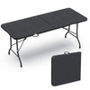 VOUNOT Folding Picnic Table Portable Party Trestle Table for BBQ Camping Indoor Outdoor, Black