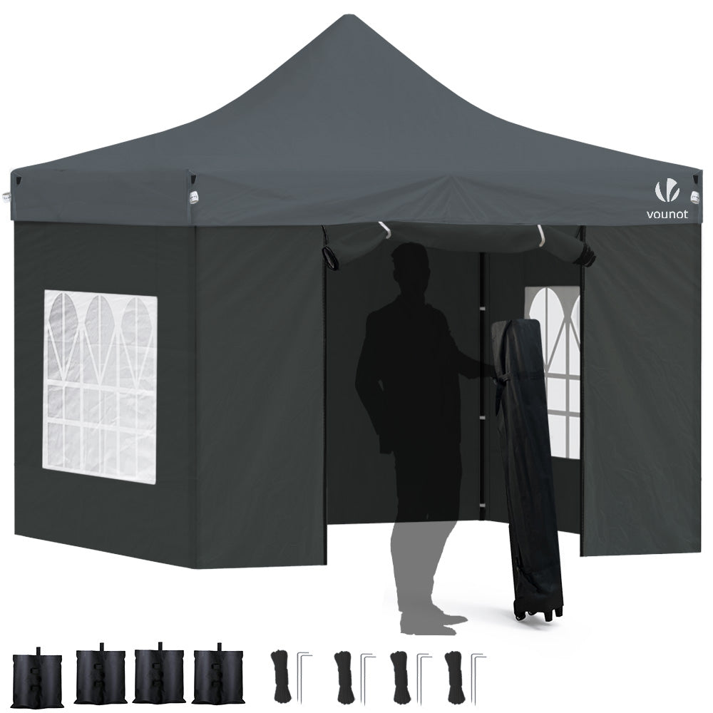 VOUNOT 3x3m Heavy Duty Gazebo with 4 Sides, Pop up Gazebo Fully ...