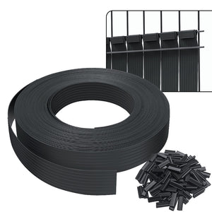 VOUNOT PVC Privacy Strips Garden Privacy Fence Screen 75m x 4.7cm with 150 Clips, Black - VOUNOTUK