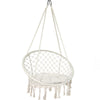 VOUNOT Swing Chair with Round Seat Cushion, Macrame Hammock Hanging Chair for Indoor, Outdoor, Beige