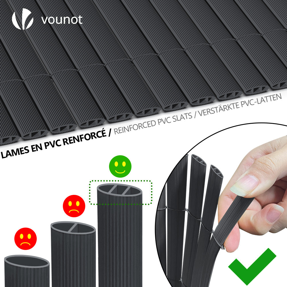 VOUNOT PVC Privacy Screening Fence 100 x 300 cm, Double Reinforced ...