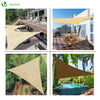 VOUNOT HDPE Sun Shade Sail Triangle with Fixing Kits, 5x5x5M, Ivory.