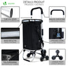 VOUNOT Folding Shopping Trolley on 6 Wheels, Aluminium Lightweight Shopping Cart with Insulated Cooling Bag, 50L, Black.