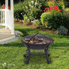 VOUNOT Fire Pit for Garden with BBQ Grill, Lid and Poktio er, Outdoor PaHeater Charcoal Log Wood Burner,  Fire Bowl for Bonfire, Picnic, Camping, Diameter 55 cm.