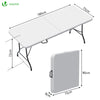 VOUNOT Folding Picnic Table Portable Party Trestle Table for BBQ Camping Indoor Outdoor, White - VOUNOTUK