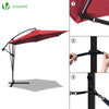 VOUNOT 3m Cantilever Garden Parasol, Banana Patio Umbrella with Crank Handle, Wind Protection Strap and Tilt, Red