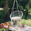 VOUNOT Swing Chair with Round Seat Cushion, Macrame Hammock Hanging Chair for Indoor, Outdoor, Beige - VOUNOTUK
