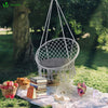 VOUNOT Swing Chair with Round Seat Cushion, Macrame Hammock Hanging Chair for Indoor, Outdoor, Grey