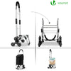 VOUNOT Folding Shopping Trolley on 6 Wheels, Aluminium Lightweight Shopping Cart, 45L, Black.
