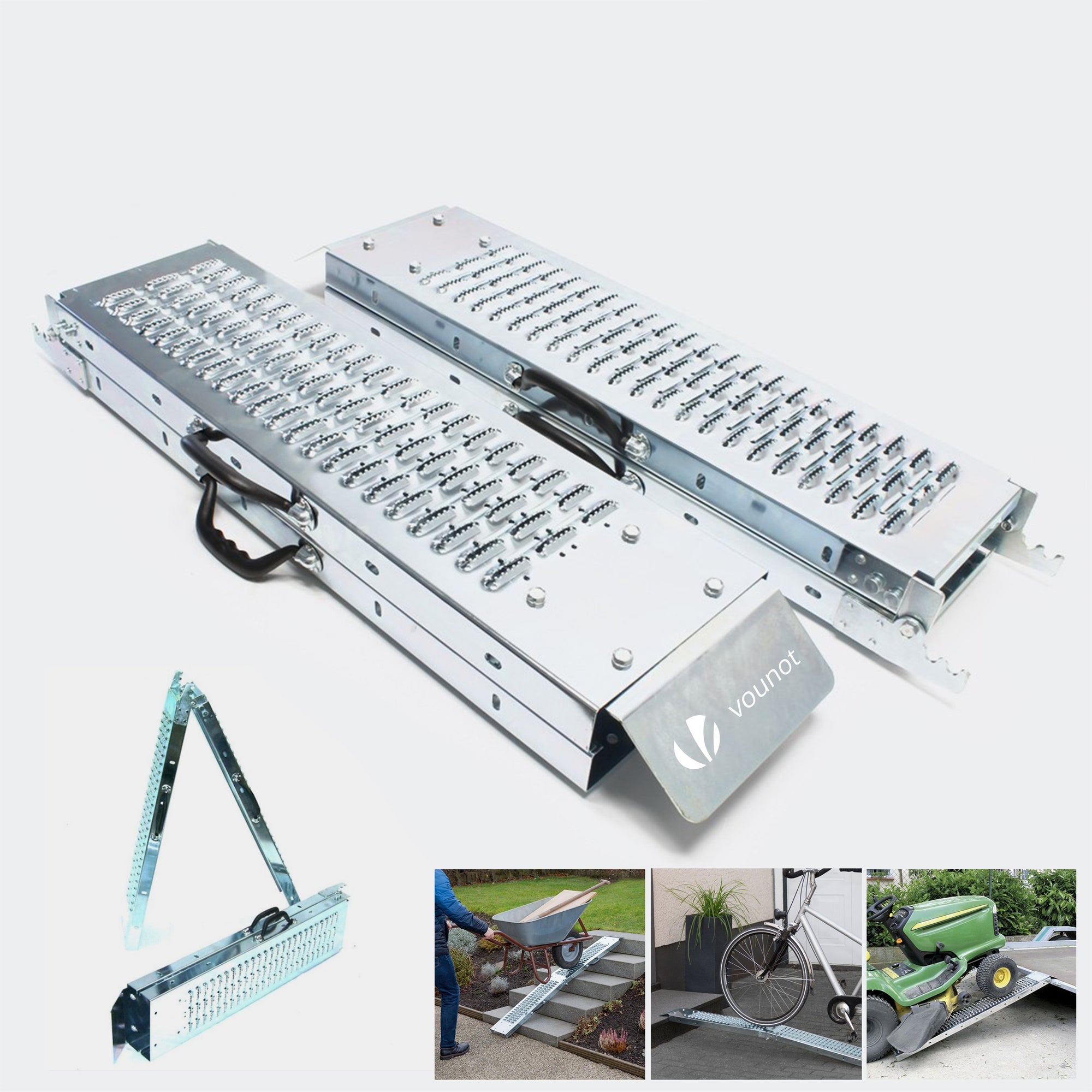 VOUNOT Set of 2 Folding Loading Ramps 160cm Heavy Duty 400 kg Max ...