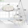 VOUNOT Swing Chair with Round Seat Cushion, Macrame Hammock Hanging Chair for Indoor, Outdoor, Beige