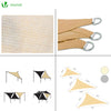 VOUNOT HDPE Sun Shade Sail Triangle with Fixing Kits, 3.6x3.6x3.6M, Ivory.