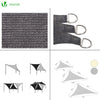 VOUNOT HDPE Sun Shade Sail Triangle with Fixing Kits, 5x5x5M, Grey.