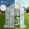 VOUNOT Walk In Greenhouse with Shelves, Roll up Zip Panel Door Garden Plastic Polytunnels Grow House, White 143x73x195cm