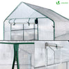 VOUNOT Walk In Greenhouse with Shelves, Roll up Zip Panel Door Garden Plastic Polytunnels Grow House, White 143x143x195cm