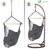 VOUNOT Hanging Hammock Chair with Cushions, Macrame Hammock Swing Chair for Garden, Bedroom, Patio, 265LBS Capacity, Grey.