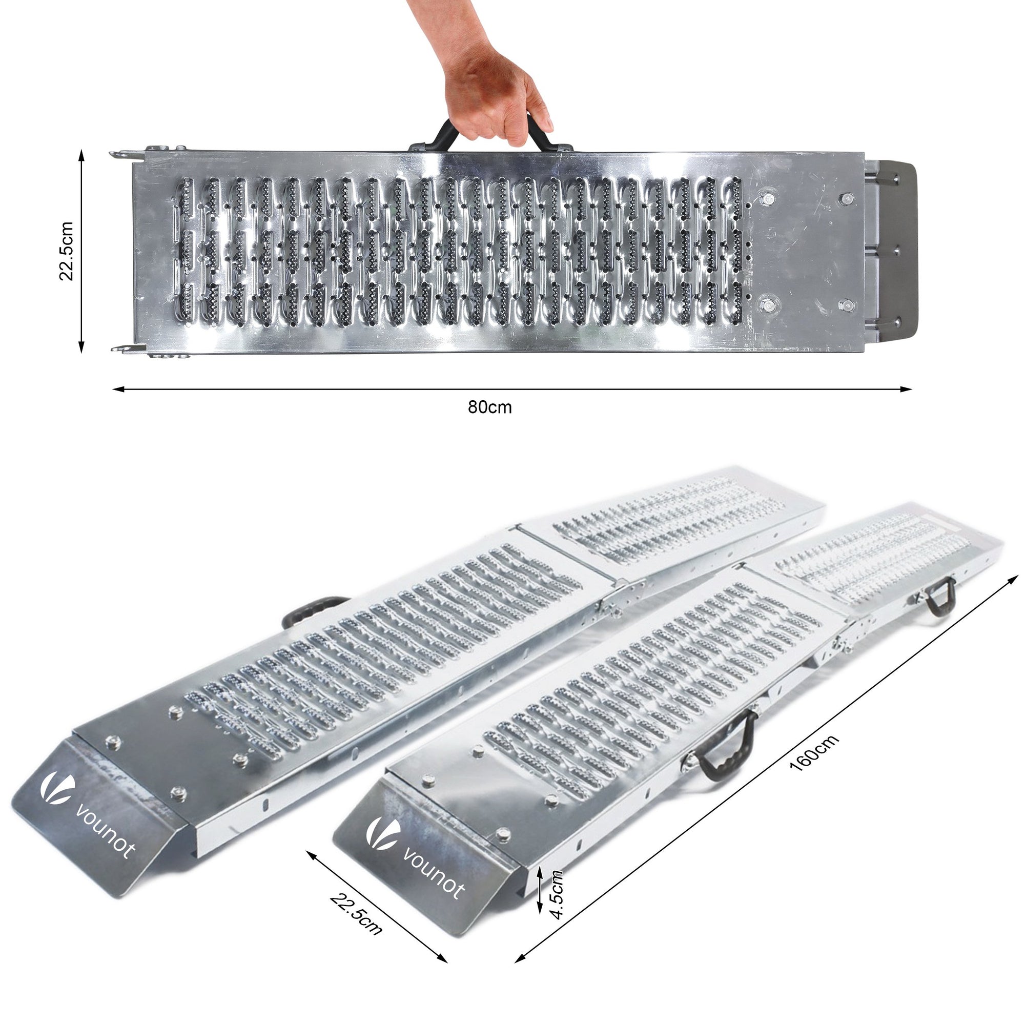 VOUNOT Set of 2 Folding Loading Ramps 160cm Heavy Duty 400 kg Max ...
