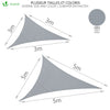 VOUNOT Sun Shade Sail Waterproof Triangle Sail Canopy With Mounting Ropes 3x3x3m, Grey - VOUNOTUK