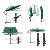VOUNOT 3m Cantilever Garden Parasol, Banana Patio Umbrella with Crank Handle and Tilt, Green.