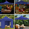 VOUNOT 3x3m Heavy Duty Gazebo with 4 Sides, Pop up Gazebo Fully Waterproof Party Tent with Roller Bag and Leg Weights, Blue - VOUNOTUK