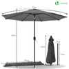 VOUNOT Garden Patio Parasol, Outdoor Table Tilting Parasol Umbrella, with crank hanlde, 8 Sturdy Ribs, 2.7M, Grey.