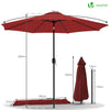 VOUNOT Garden Patio Parasol, Outdoor Table Tilting Parasol Umbrella, with crank hanlde, 8 Sturdy Ribs, 2.7M, Red.