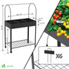 VOUNOT Raised Garden Bed, Mobile Metal Planter with Wheels and Bottom Shelf for Vegetables, Plants and Flowers