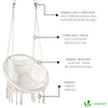 VOUNOT Hanging Chair with Cushion, Macrame Hammock Swing Chair for Bedroom, Balcony, Patio, Garden, 265LBS Capacity, Beige.
