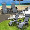 VOUNOT Set of 2 Zero Gravity Chair and Matching Table, Reclining Sun Loungers with Cup & Phone Holder, Grey.