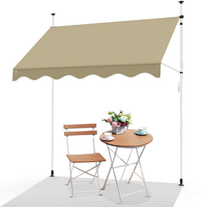 VOUNOT 2 x 1.2m Patio Telescopic Awning, Retractable Manual Awning, Adjustable Waterproof Canopy with Hand Crank, Balcony Sun Shade Shelter - Beige - VOUNOTUK
