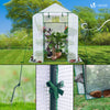 VOUNOT Walk In Greenhouse with Shelves, Roll up Zip Panel Door Garden Plastic Polytunnels Grow House, White 143x215x195cm