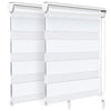 VOUNOT Set of 2 Zebra Roller Blind Double Fabric, Day and Night Translucent or Blackout Vision Curtains, White, 80 x 150 cm